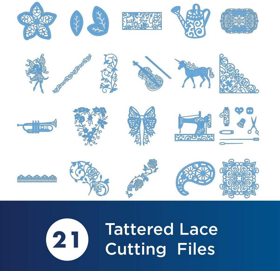 Brother Tattered Lace Pattern Collection 4, 21 Designs - Sewingmachinesplus.com