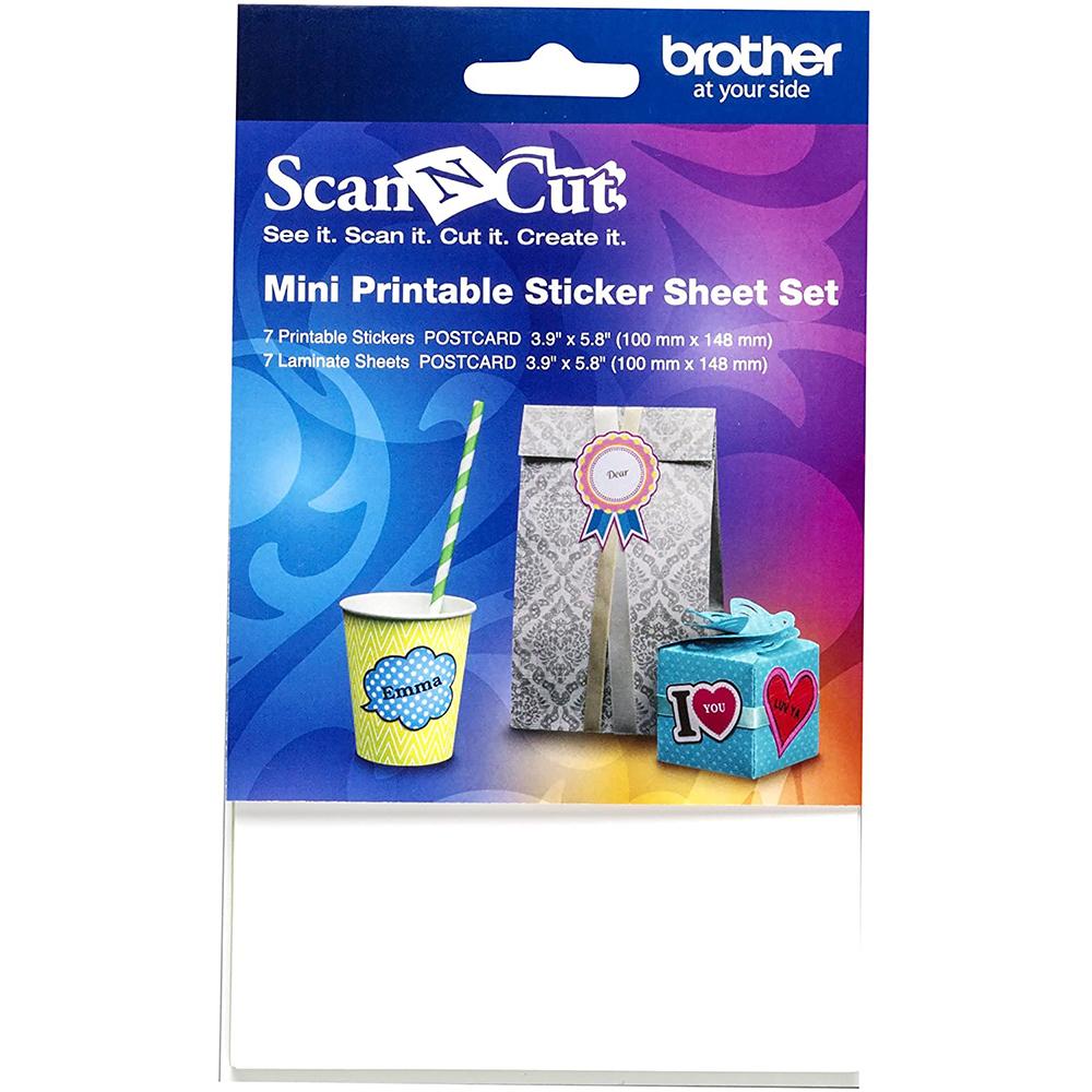 Brother Mini Printable Sticker Sheet Set - Includes 7 Printable Sticker Sheets and 7 Laminate Sheets (Size 3.9in x 5.8in) - Sewingmachinesplus.com