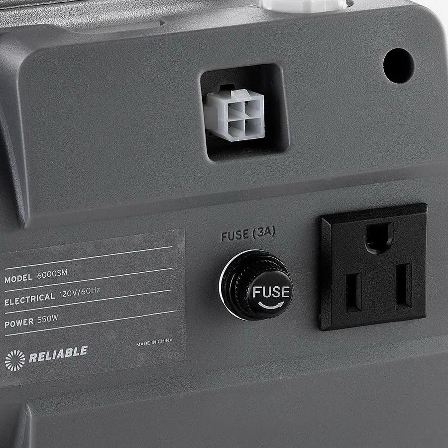 Sewquiet 6000SM 12-coil servo motor by Reliable; gray brushless DC with 4-pin connector and fuse panel