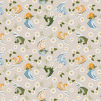 Sunshine & Dandelions Shoes Cream quilting fabric with colorful high-top sneakers, daisies, and leafy accents by Traci Reed for Riley Blake Designs