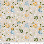 Sunshine & Dandelions Shoes Cream quilting fabric with colorful high-top sneakers, daisies, and leafy accents by Traci Reed for Riley Blake Designs