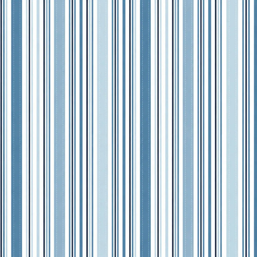 Sunshine & Dandelions Stripes Blue quilting fabric with vertical blue navy and white stripes by Traci Reed for Riley Blake Designs