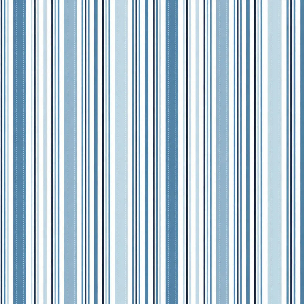Sunshine & Dandelions Stripes Blue quilting fabric with vertical blue navy and white stripes by Traci Reed for Riley Blake Designs