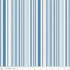 Sunshine & Dandelions Stripes Blue quilting fabric with vertical blue navy and white stripes by Traci Reed for Riley Blake Designs
