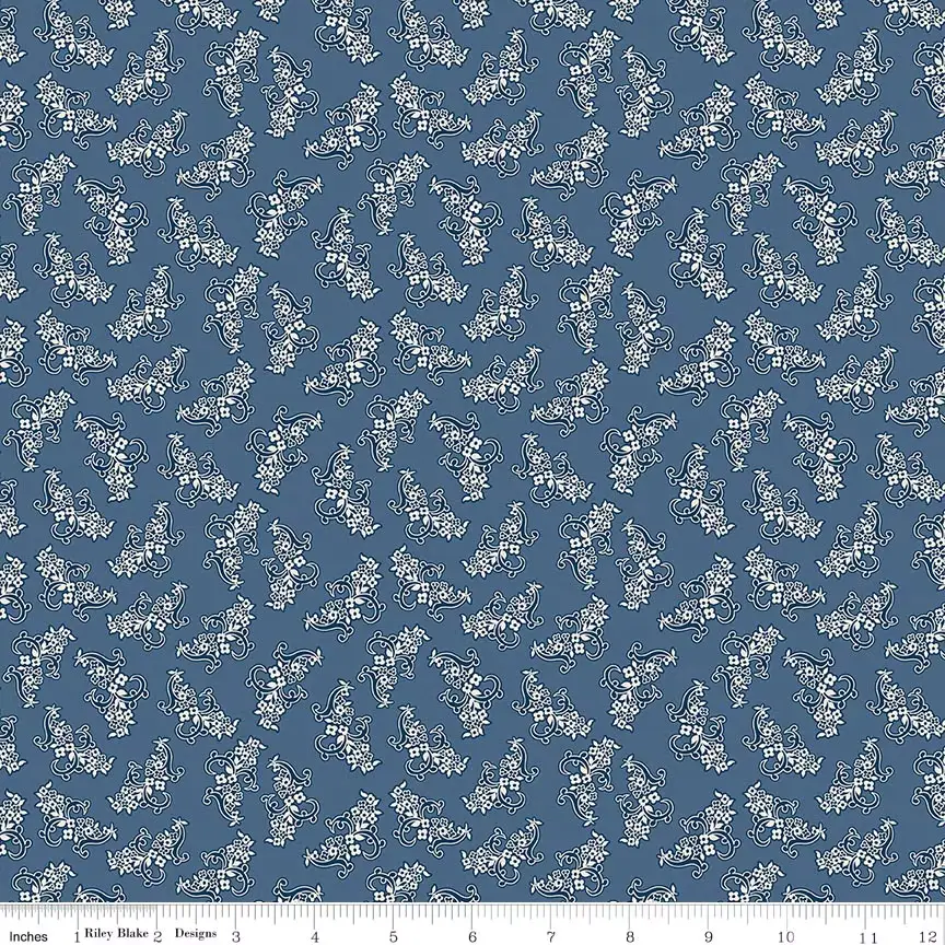 Riley Blake Denim & Daisy Bouquet Denim 1yd Cut (C18130-DENIM)