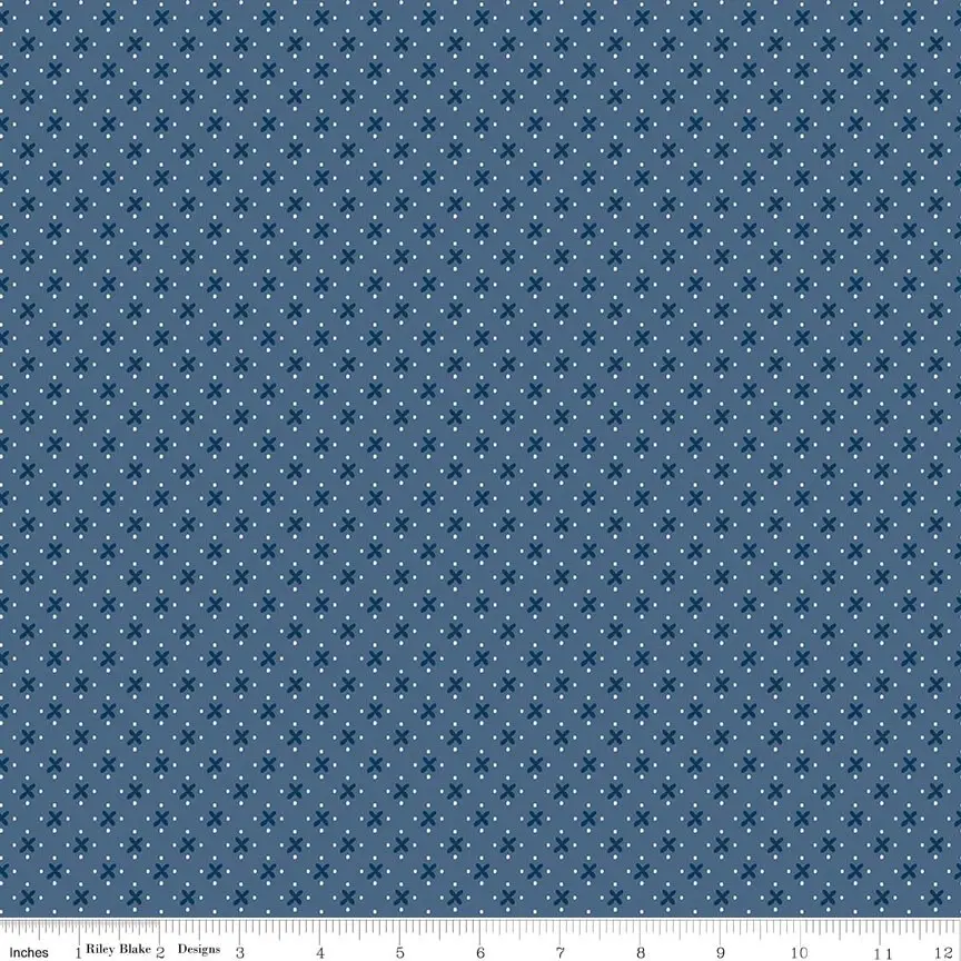 Riley Blake Denim & Daisy Kisses Denim 1yd Cut (C18134-DENIM)