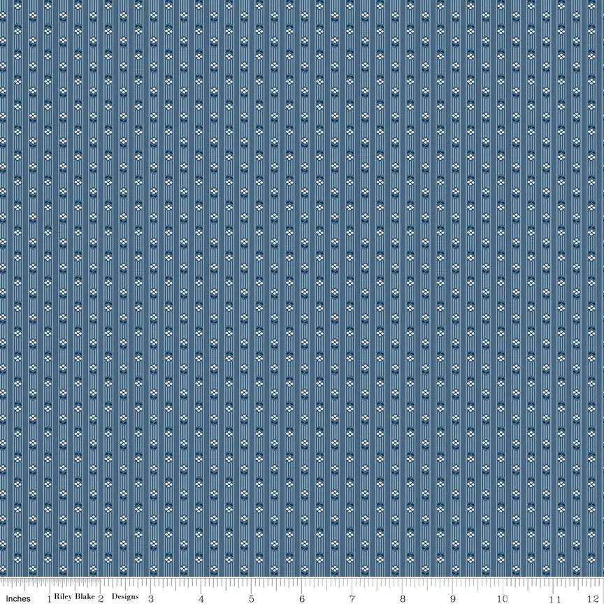 Riley Blake Denim & Daisy Stripes Denim 1yd Cut (C18136-DENIM)