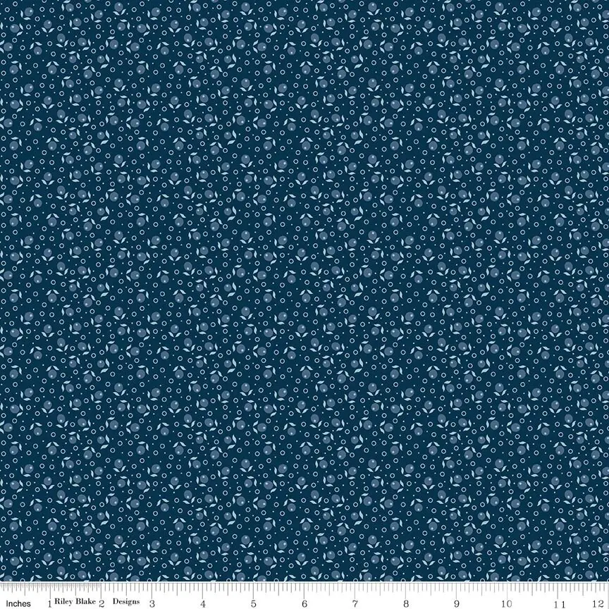 Riley Blake Denim & Daisy Suzanne Oxford Blue 1yd Cut (C18137-OXFORDBLUE)