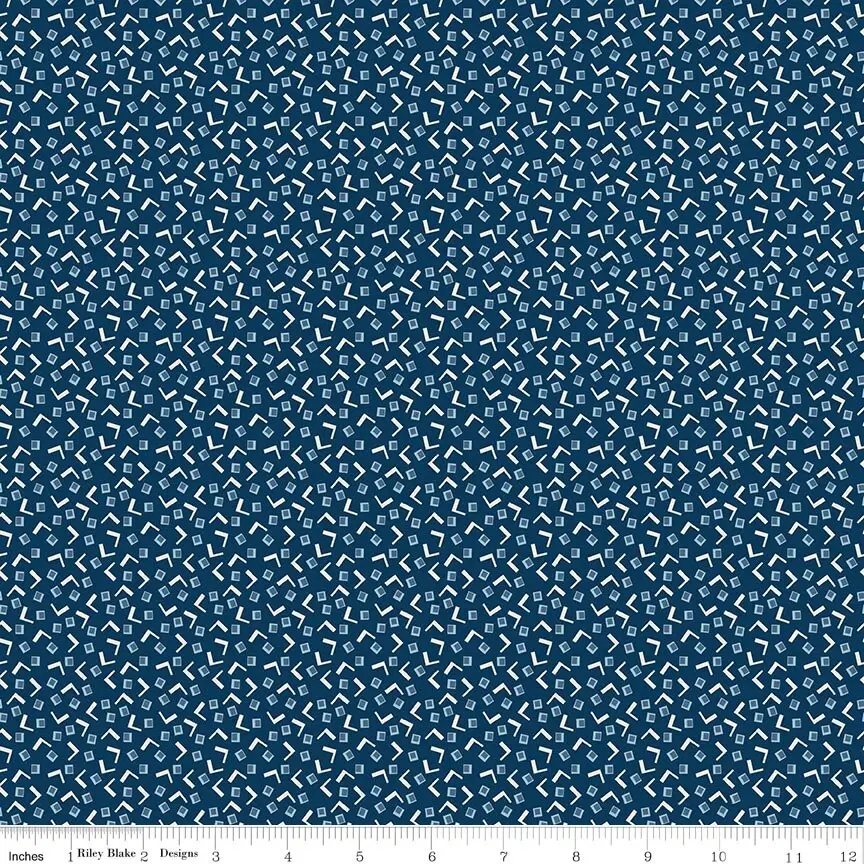 Riley Blake Denim & Daisy Tiny Squares Oxford Blue 1yd Cut (C18138-OXFORDBLUE)