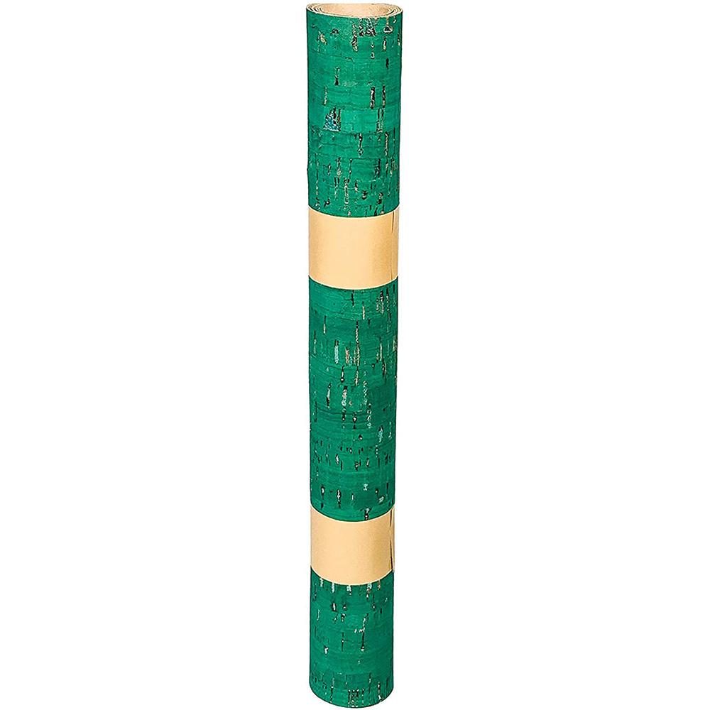 Rolled Cork Fabric Emerald and Silver Pattern CACORKEM - Sewingmachinesplus.com
