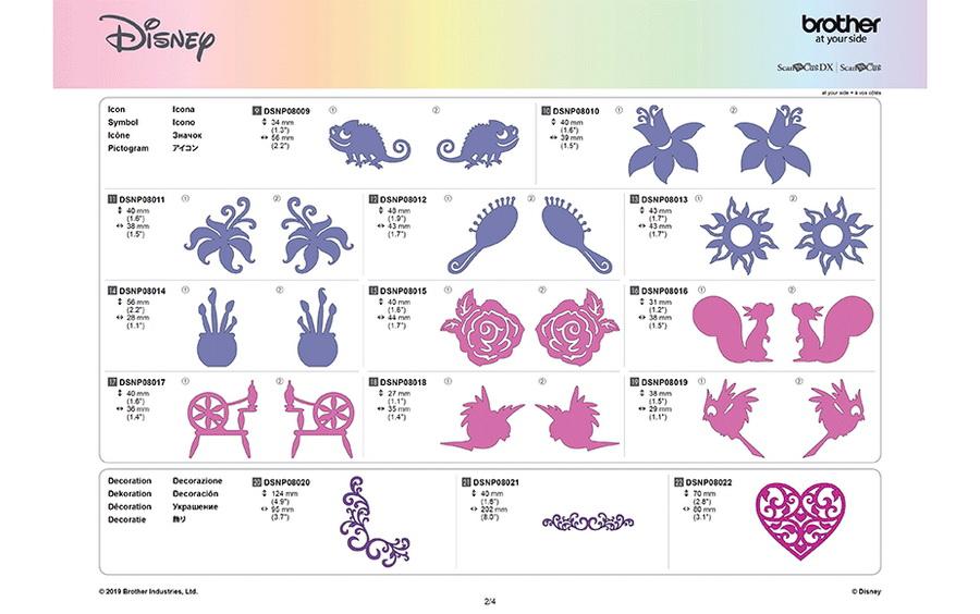 Brother Disney Rapunzel and Aurora Design Pattern Collection, 30 Patterns - Sewingmachinesplus.com