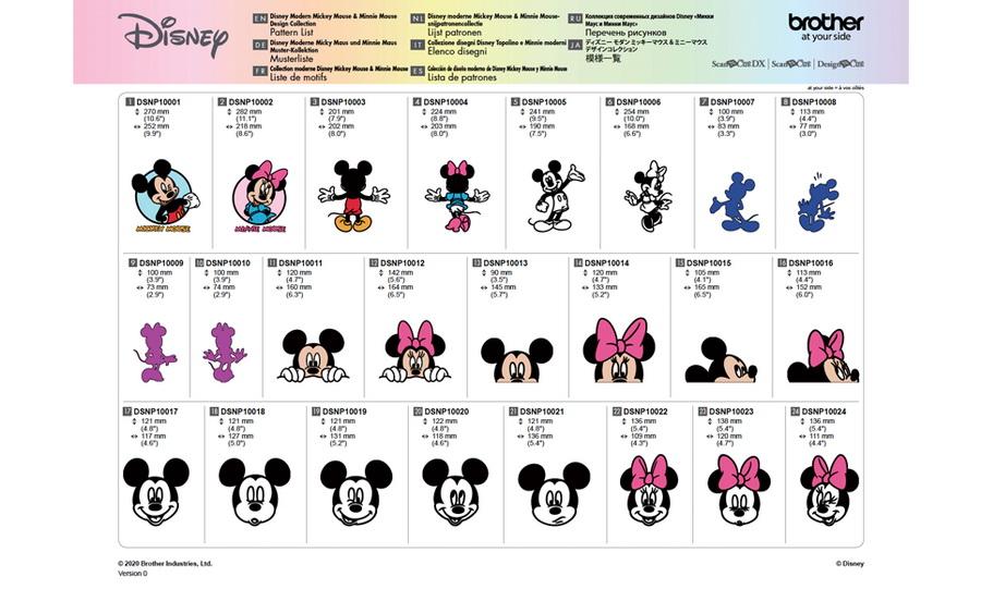Brother Disney Mickey Mouse and Minnie Mouse Pattern Collection, 45 Patterns - Sewingmachinesplus.com