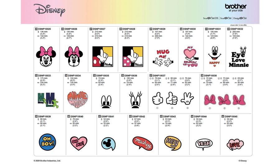 Brother Disney Mickey Mouse and Minnie Mouse Pattern Collection, 45 Patterns - Sewingmachinesplus.com
