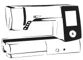 Black and white illustration of a Memory Craft Sewing Machine with AcuFeed (9mm)