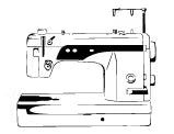 Schematic diagram of a sewing machine needle and presser foot