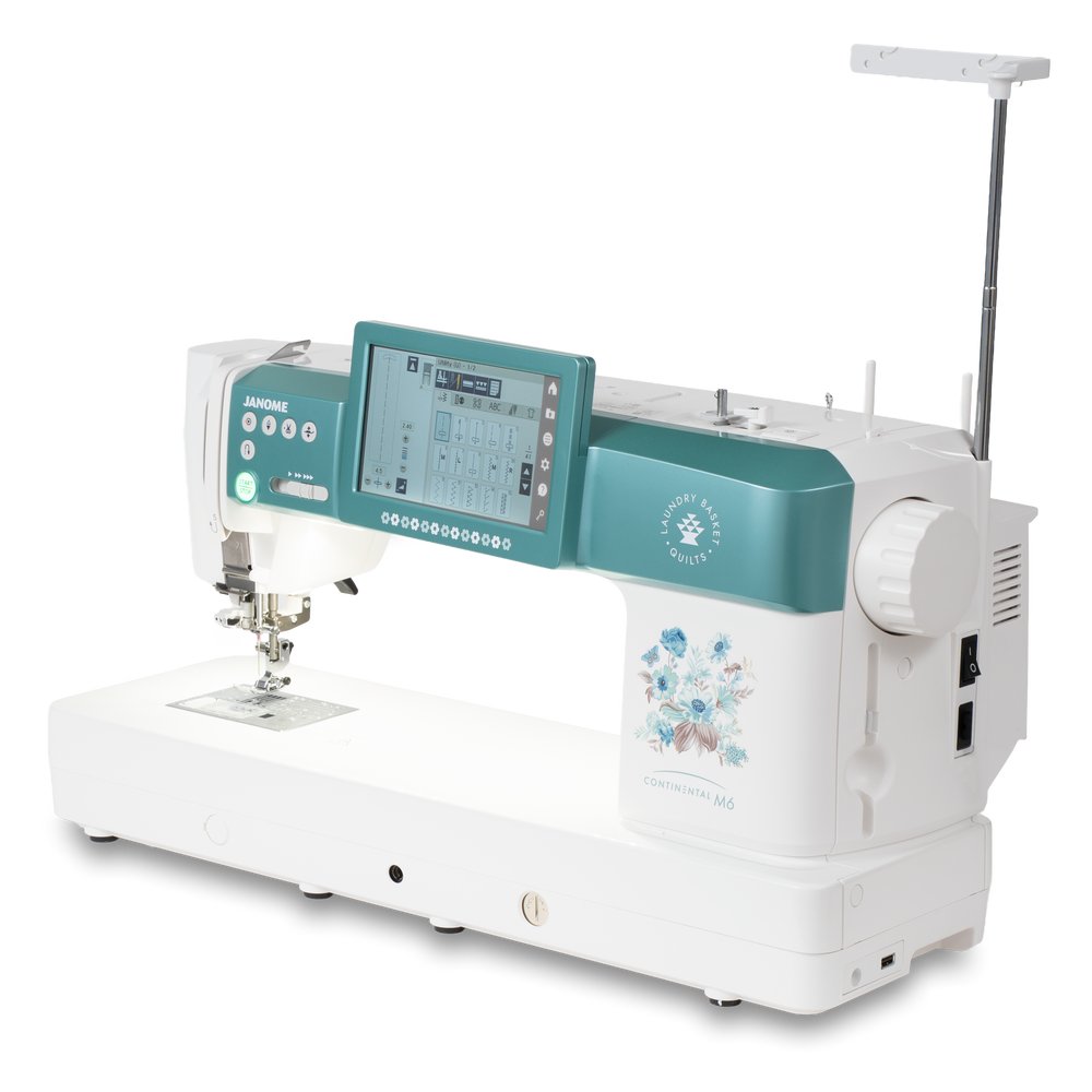 Janome Continental M6 sewing and quilting machine in teal with touchscreen display