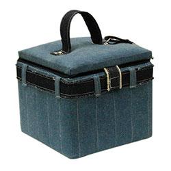 Suzys Denim Medium Square Sewing Basket