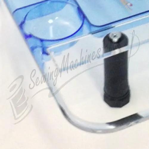 Sew Steady Sewers Wish Table extension table with blue acrylic top and black adjustment knob