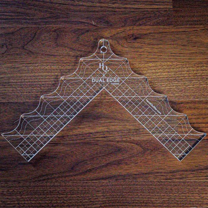 Handi Quilter Dual Edge Ruler, clear acrylic quilting ruler with scalloped edge and grid markings
