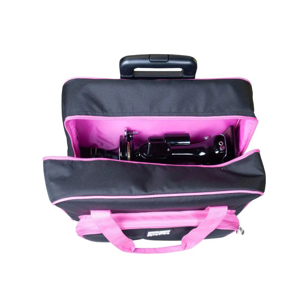 Tutto 17-inch EZ-Glide 2-Wheel Trolley Sewing Bag, black with pink interior