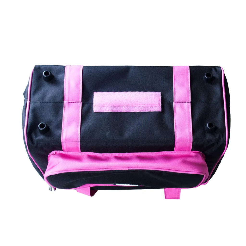 17-inch EZ-Glide 2-wheeled trolley sewing bag in black with pink accents