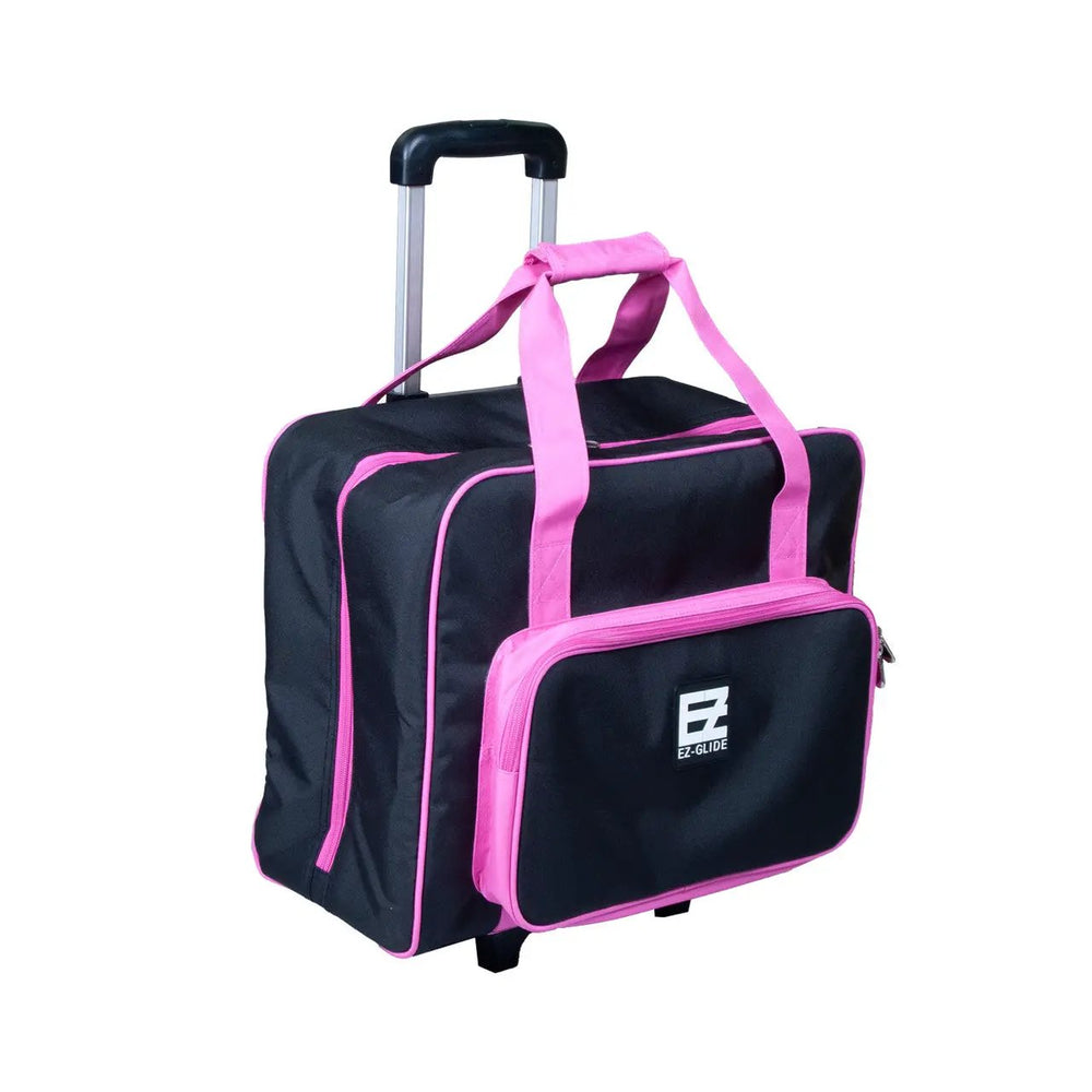 17-inch EZ-Glide 2-Wheel trolley bag in black with pink trim, Tutto sewing basket