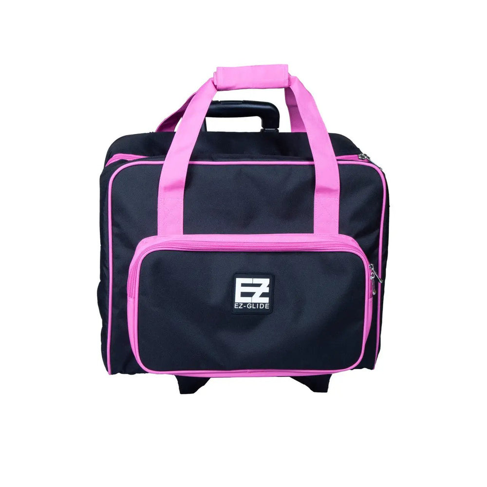 EZ-Glide 17in 2-wheel trolley sewing bag, black with pink trim