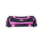Tutto 17-inch EZ-Glide 2-wheeled trolley sewing bag, black with pink trim.