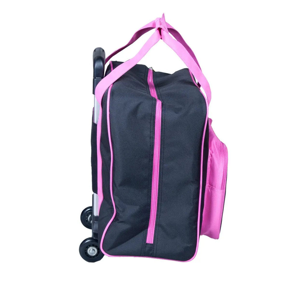 Tutto 17in EZ-Glide 2-wheeled trolley sewing bag in black with pink accents