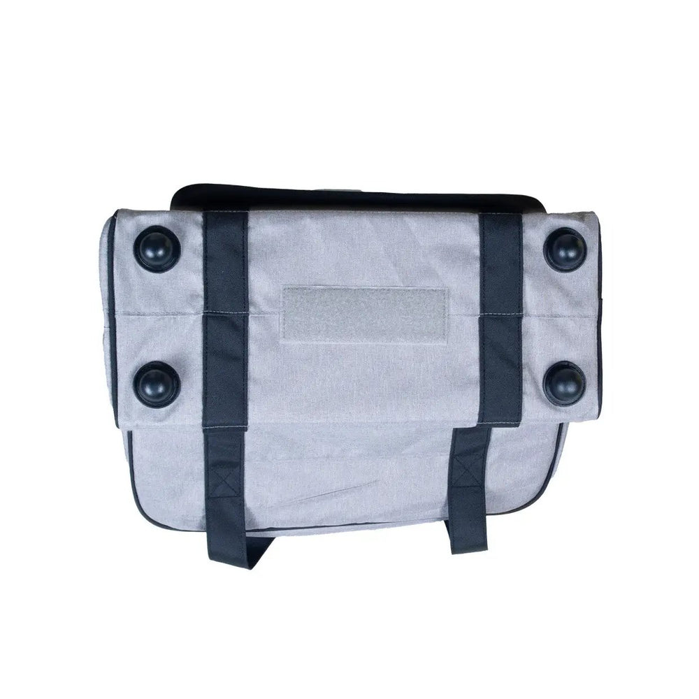 Tutto 17 EZ-Glide tote bag with gray fabric, black straps and wheels