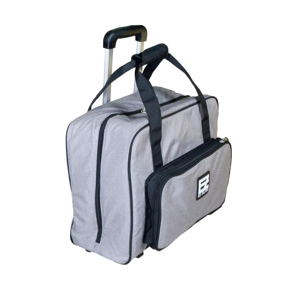 Tutto 17 EZ-Glide two-wheeled trolley tote bag in gray/black with EZ-Glide logo on front pocket