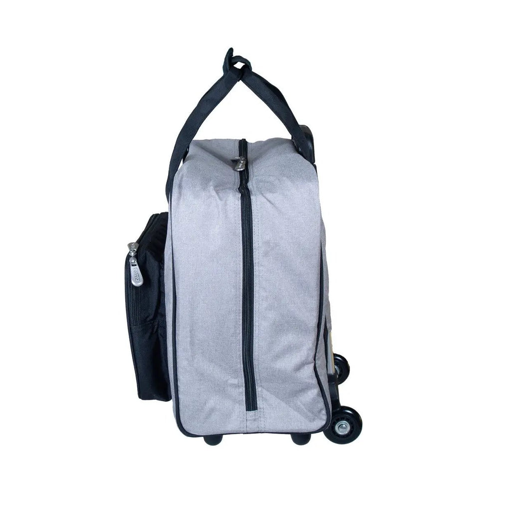 Tutto 17-inch EZ-Glide 2-wheeled trolley tote with side pouch, gray/black