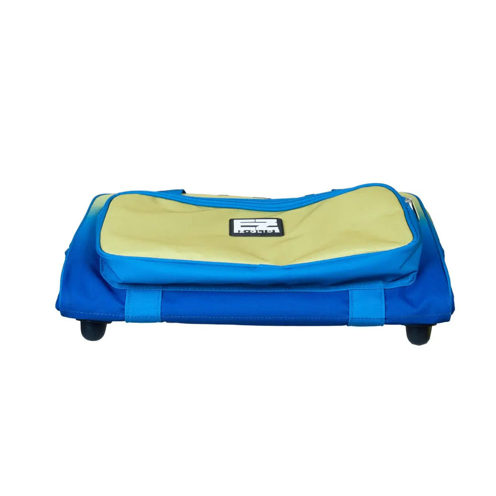 Tutto 17 EZ-Glide 2-wheeled trolley bag in blue with lime green lid, craft machine case
