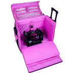 21in EZ-Glide Trolley sewing machine bag in bright pink with clear top pockets