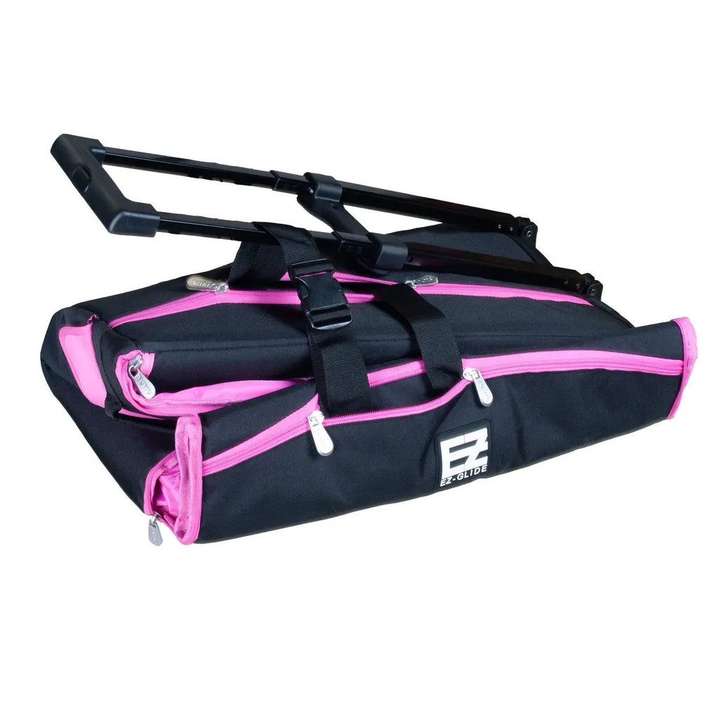 21 EZ-Glide trolley bag by Tutto; black with pink trim for sewing boxes