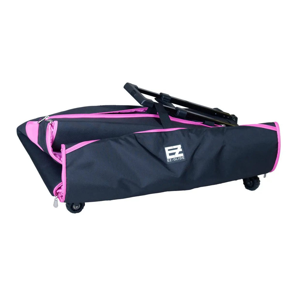 21-inch EZ-Glide Trolley sewing bag, black with pink trim and wheels