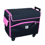 21in EZ-Glide Trolley sewing bag in black with pink trim, four wheels, top retractable handle, EZ-Glide logo visible.