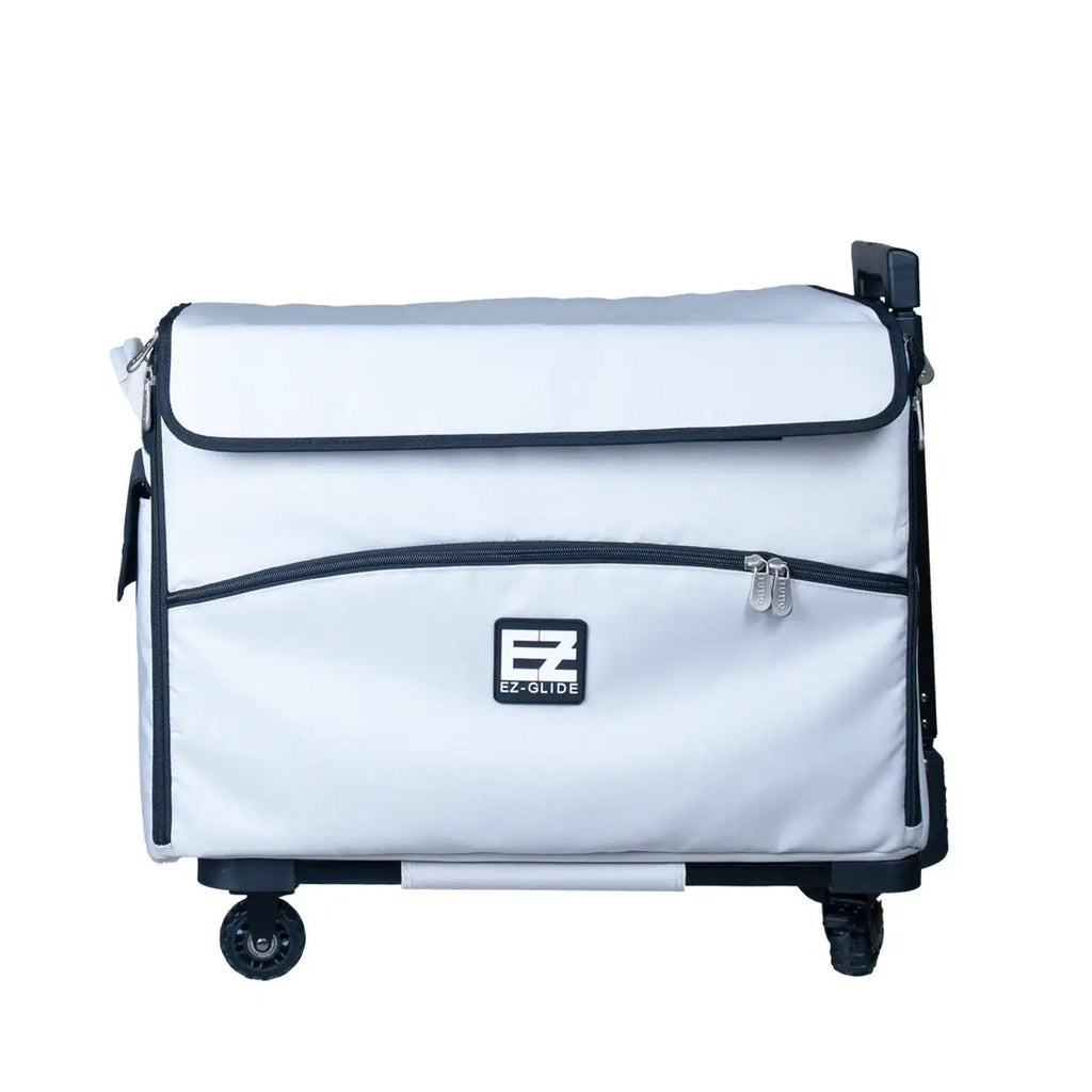 21-inch EZ-Glide Trolley machine bag by Tutto in gray/black with front zip pocket and wheels