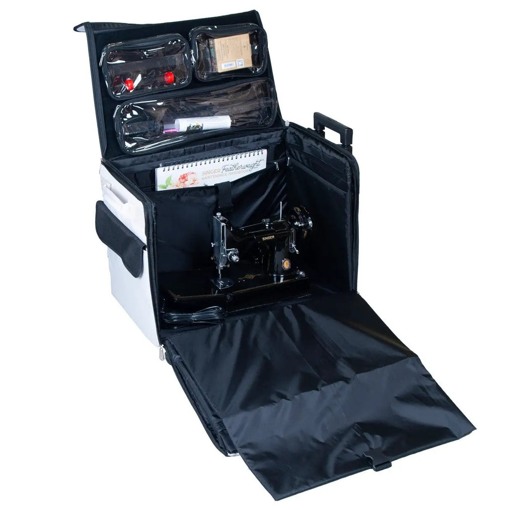 Tutto 21-inch EZ-Glide Trolley gray/black machine bag with clear-pocket lid and organized interior pockets