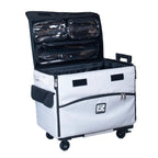 EZ-Glide 21in trolley by Tutto, gray/black craft machine case with clear lid pockets and wheels