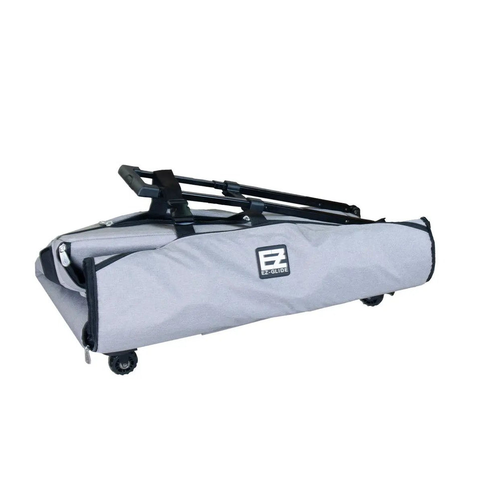 29-inch EZ-Glide Trolley bag for craft machines, gray/black with wheels, EZ-GLIDE logo