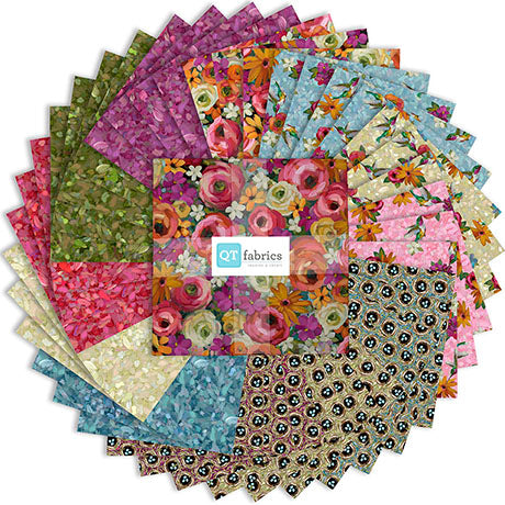 QT Fabrics Fluttering Petals 10in Layer Cake By Andrea Lavery