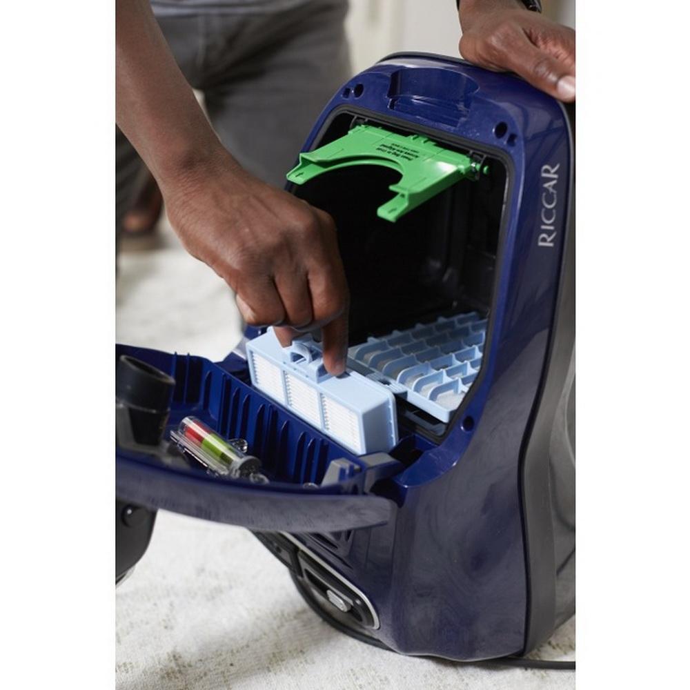 Riccar Prima Canister Vacuum Navy Blue Metallic With Premium Tandem Air Power Nozzle With Charcoal Hepa Bags - Sewingmachinesplus.com