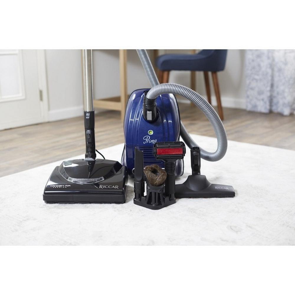 Riccar Prima Canister Vacuum Navy Blue Metallic With Premium Tandem Air Power Nozzle With Charcoal Hepa Bags - Sewingmachinesplus.com