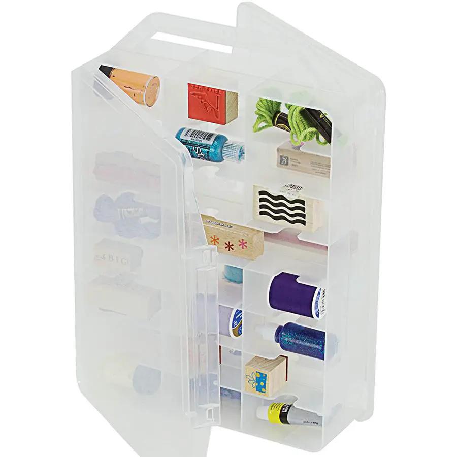 Creative Options double-sided clear craft storage case with handle, transparent organizer