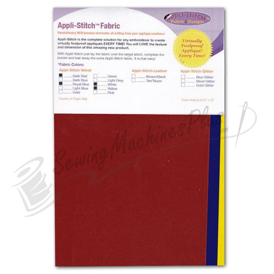 Floriani Appli-Stitch Velvet Soft 4 Pc  Asst 1 - Dark Red, White, Royal Blue, and Yellow