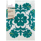 Anita Goodesign Hawaiian Quilt embroidery designs; teal hibiscus on a white quilt background, Mini Mix & Match