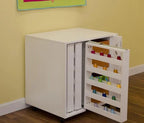 Arrow Mod Thread Cabinet (2031); white cabinet with a pull-out slatted front and colorful thread spools.