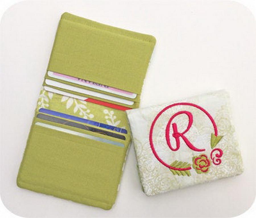 Embroidery Garden Note Pad Holders and Credit Card Wallet