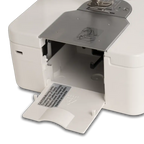 Janome HD9V3 heavy-duty sewing and quilting machine, white mechanical unit with open front panel.